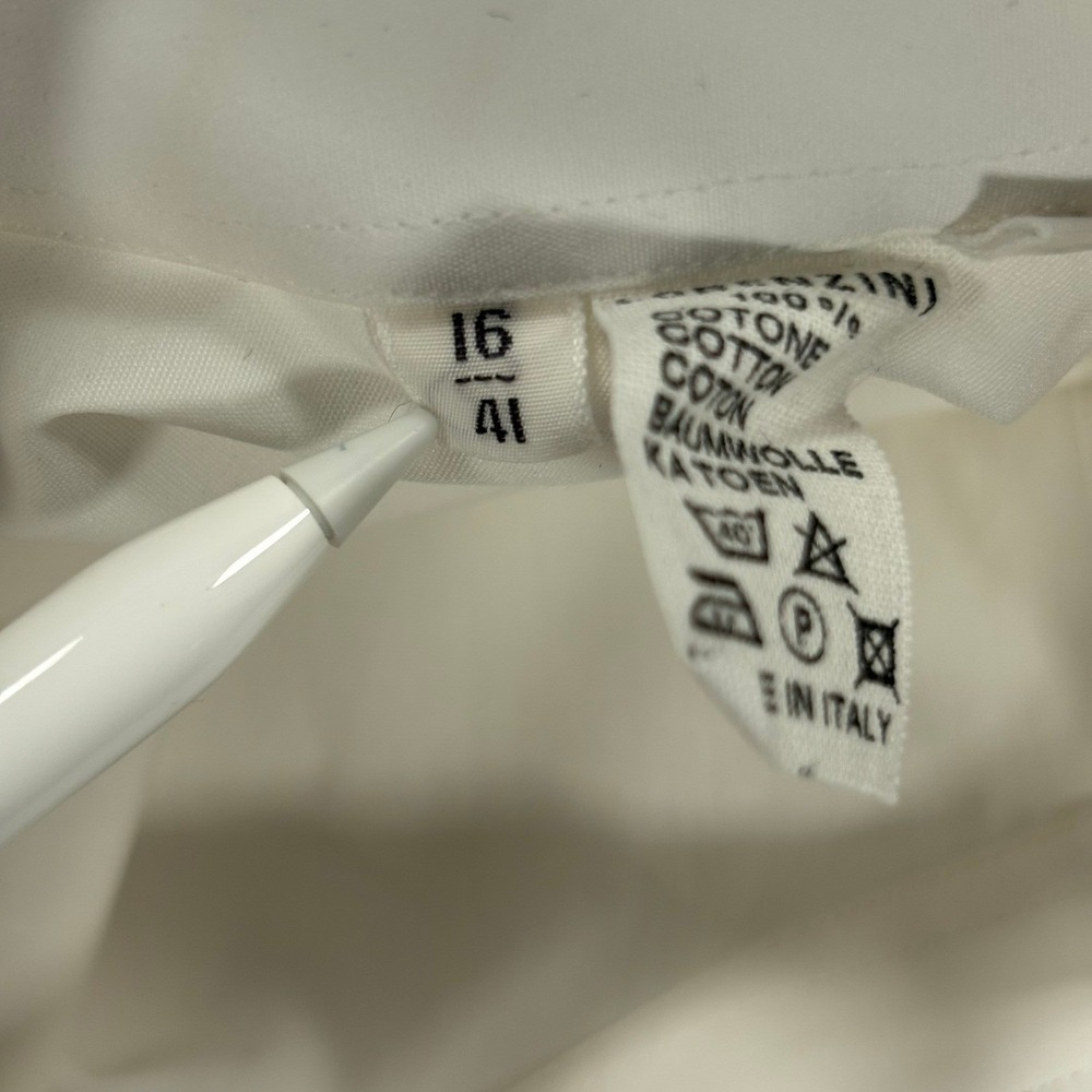 Lorenzini Italian Dress Shirt Mens 16 White Lightweight Office Formal Made Italy - Picture 12 of 12
